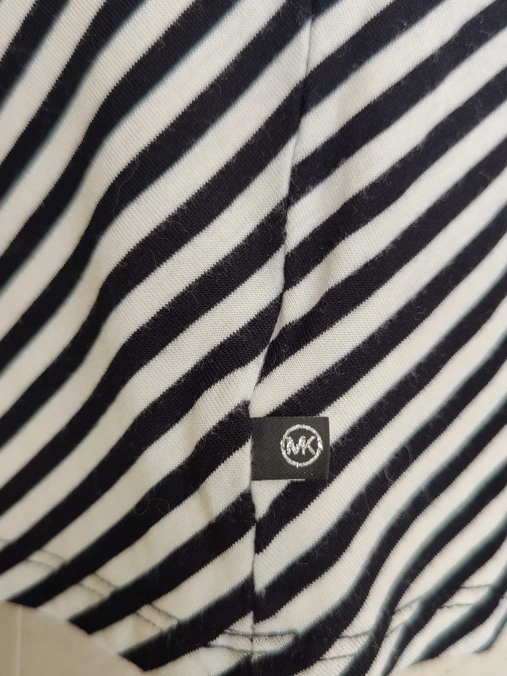 Michael Kors Black and White Diagonal Stripe Long-Sleeve Top Size P.